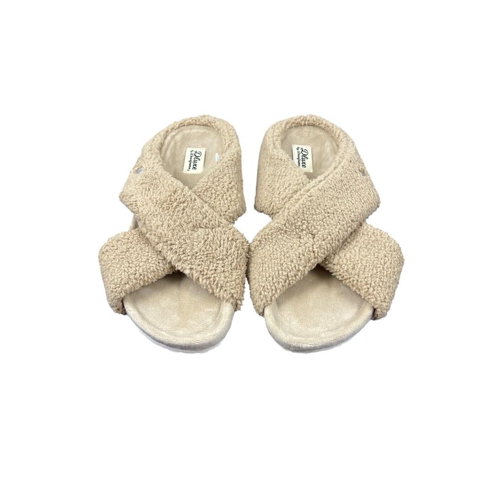 Deluxe by Dearfoam Size XL (11-12) Womans Slippers No Sweat Lt Brown NWT